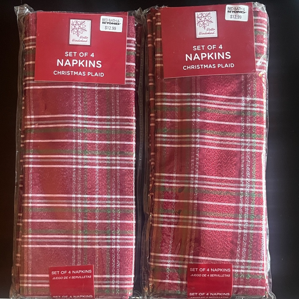 Festive Red and Green Plaid Napkins Set of 8